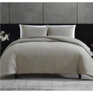 Vera Wang Silver Leaf Puckered Texture 3pc Comforter Set Queen